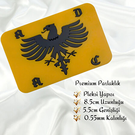 Adac Kartal Figürü Universal Vidalı Pleksi Panjur Arması - Sarı Oto Arma Araba Arma Oto Logo Araba Logo