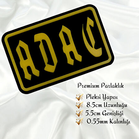Adac Yazılı Çerçeveli Universal Vidalı Pleksi Panjur Arması - Siyah Oto Arma Araba Arma Oto Logo Araba Logo