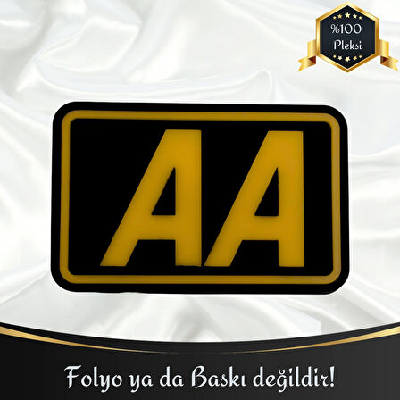 AA Yazılı Çerçeveli Universal Vidalı Pleksi Panjur Arması - Siyah Oto Arma Araba Arma Oto Logo Araba Logo