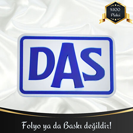 DAS Yazılı Çerçeveli Universal Vidalı Pleksi Panjur Arması - Beyaz Oto Arma Araba Arma Oto Logo Araba Logo