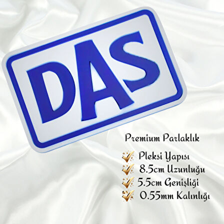 DAS Yazılı Çerçeveli Universal Vidalı Pleksi Panjur Arması - Beyaz Oto Arma Araba Arma Oto Logo Araba Logo
