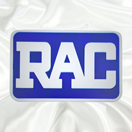 RAC Yazılı Çerçeveli Universal Vidalı Pleksi Panjur Arması - Mavi Oto Arma Araba Arma Oto Logo Araba Logo