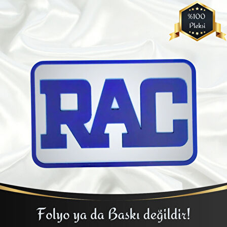 RAC Yazılı Çerçeveli Universal Vidalı Pleksi Panjur Arması - Beyaz Oto Arma Araba Arma Oto Logo Araba Logo