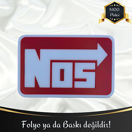 Nos Yazılı Çerçeveli Universal Vidalı Pleksi Panjur Arması - Kırmızı Oto Arma Araba Arma Oto Logo Araba Logo