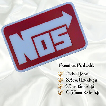 Nos Yazılı Çerçeveli Universal Vidalı Pleksi Panjur Arması - Kırmızı Oto Arma Araba Arma Oto Logo Araba Logo