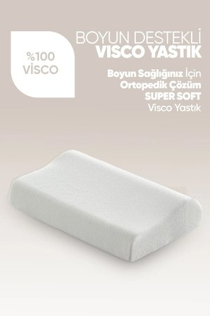 Ortopedik Visko Yastık - Boyun Düzleşmesi için Tek Taraflı Visco Yastık [Süper Soft]