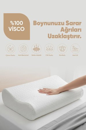 Ortopedik Boyun destekli Visko Yastık - Çift tarafı destekli Visco yastık - [Hava kanallı - Anti-uv]