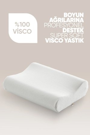 Çift Taraflı Visko Boyun Destek Yastığı - Ortopedik Anti Stres Visco Yastık - Süper Soft
