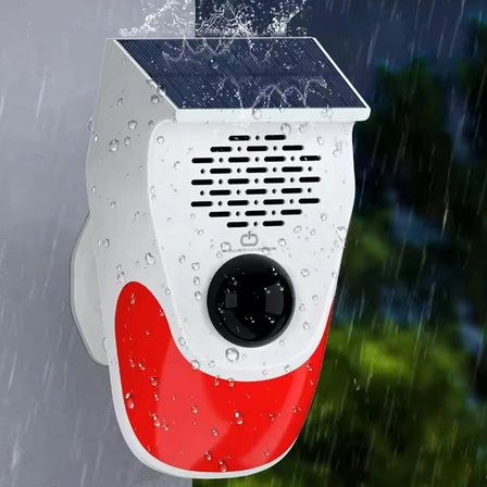 Güneş Enerjili Sesli Işıklı Alarm - Uzaktan Kumandalı, 120 dB sirenli, IP65 Su Geçirmez, Bahçe, Ev İşyeri Güvenlik Alarmı