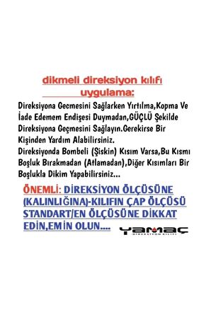 Direksiyon Kılıfı Deri Dikişli Yumuşak Kokusuz Dikmeli Düz - Siyah