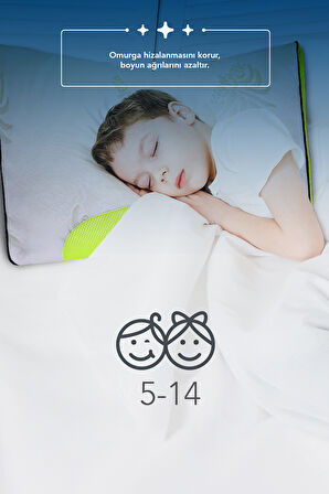 2 Adet Gold serisi klimalı çocuk yastığı,aloe vera kumaşlı cilt dostu ortopedik Visco parçacıklı yastık yıkanabilir kılıflı 1200 gr