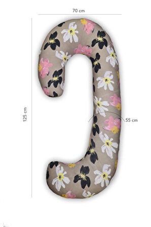 Hamile yastığı,sarılma yastığı aktivite yastığı pamuk kumaş (Çiçekli)