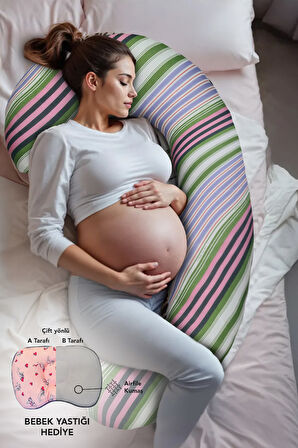 Hamile yastığı,sarılma yastığı aktivite yastığı pamuk kumaş (Yeşil)