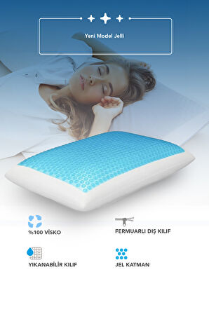 Terletmeyen Visco ortopedik yastık,serinleten jelli yastık çift yönlü 60x40-15 cm 