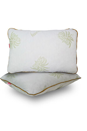 2 Adet Aloe Wera kumaşlı Visco parçacıklı ortopedik yastık,saten biyeli Visco yastık 1200 gr