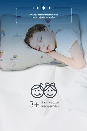 Visco ortopedik çocuk yastığı,boyun destekli delikli hava kanallı Visco yastık (balon) 