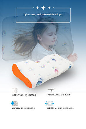 Visco ortopedik çocuk yastığı,boyun destekli delikli hava kanallı Visco yastık (balon) 