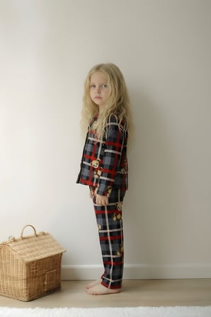 Çocuk Pijama Takımı Uzun Kollu Süet Örme Kumaş