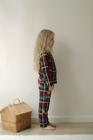Kız Çocuk Pijama Takımı Uzun Kollu Ayıcık Desenli