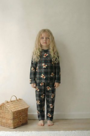 Kız Çocuk Pijama Takımı Uzun Kollu Ayıcık Desenli