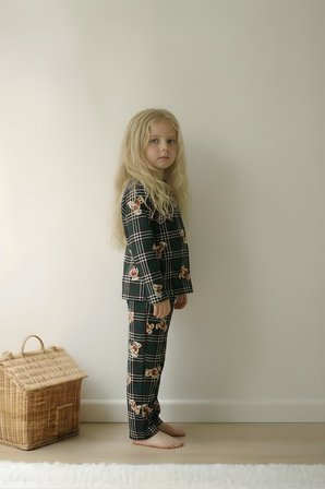 Kız Çocuk Pijama Takımı Uzun Kollu Ayıcık Desenli