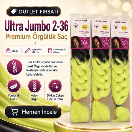 3 Paket - Afrika Örgüsü Ve Rasta İçin Sentetik Ombreli Saç 2-36