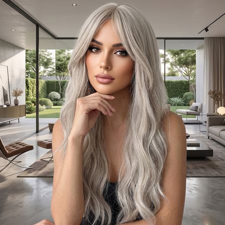 Dalgalı Perçemli Uzun Fiber Sentetik Peruk - Küllü Platin Sarı