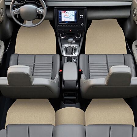 5 Parça Açık Kahverengi Araç Halı Paspas Takımı – Ön ve Arka Uyumlu Taban Koruyucu