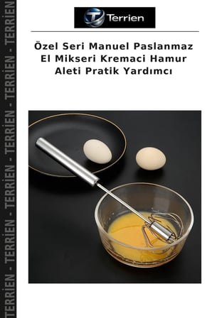 Özel Seri Manuel Paslanmaz El Mikseri Kremaci Hamur Aleti Pratik Yardımcı
