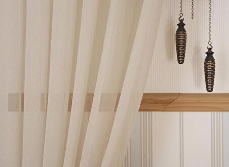 Massarelli Pamuk Dokulu Tül Bej 1-3 Sık Pile