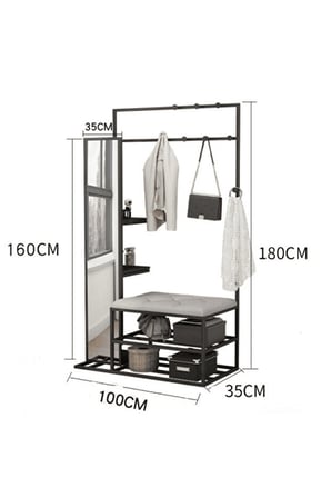 PMT5689 Siyah Metal Ayakkabılık 100x35x160 cm