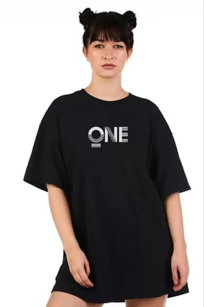Pomeya  Unisex Baskılı Oversize T-Shirt - Siyah