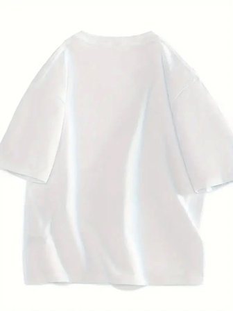 Pomeya  Baskılı Oversize Bisiklet Yaka T-shirt - Beyaz