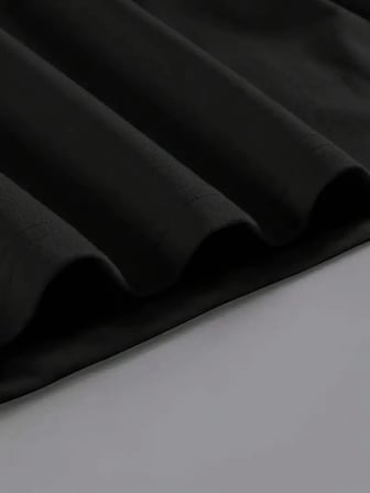 Pomeya  Baskılı Oversize Bisiklet Yaka T-shirt - Siyah