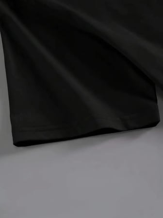 Pomeya  Baskılı Oversize Bisiklet Yaka T-shirt - Siyah