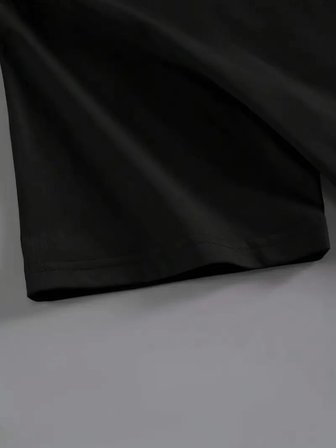 Pomeya  Baskılı Oversize Bisiklet Yaka T-shirt - Siyah