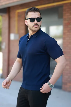 Pomeya  Erkek Fermuarlı Yakalı Kısa Kollu Tshirt