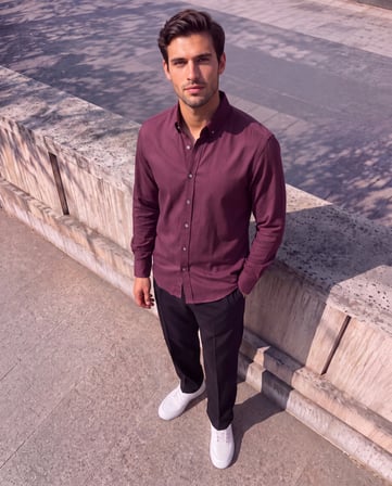 Pomeya  Erkek Standart Kesim Gabardin Kumaş Uzun Kollu Gömlek