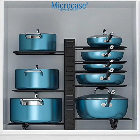 Microcase Çok Amaçlı Tencere Tava vs Ürünler İçin Düzenleyici Metal Raflık - SİYAH AL5048