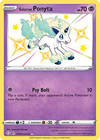 Pokemon Galarian Ponyta 70HP Kart