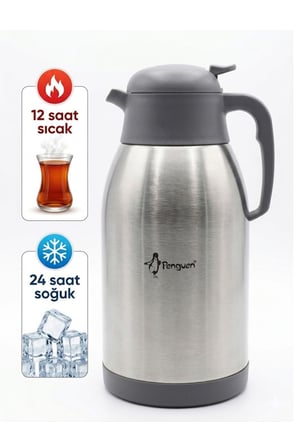 Çelik Çay Termosu 2.5 Litre | 12 Saat Sıcak 24 Saat Soğuk Tutan | SUS 304 Paslanmaz Çelik