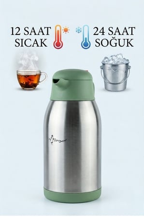 Çelik Çay Termosu 2.5 Litre | 12 Saat Sıcak 24 Saat Soğuk Tutan | SUS 304 Paslanmaz Çelik