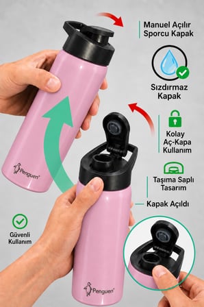 600 ml Sporcu Su Matarası Çelik Suluk SUS304 Paslanmaz Çelik Sızdırmaz Spor Kapaklı BPA Free