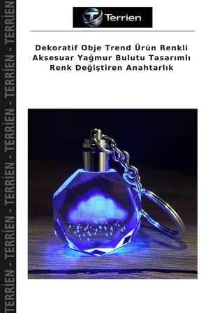 Dekoratif Obje Trend Ürün Renkli Aksesuar Yağmur Bulutu Tasarımlı Renk Değiştiren Anahtarlık