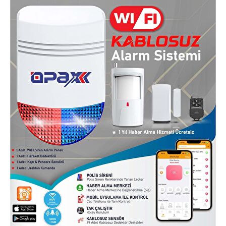 OPAX EKONOMİK ALARM BGR-12 WIFI KABLOSUZ SİREN ALARM SİSTEMİ MOBİL UYGULAMALI