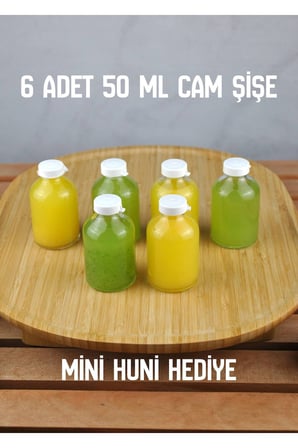 6 Adet Cam Ginger Shot Detox Şişesi Sızdırmaz Plastik Kapaklı Çok Amaçlı 50ml