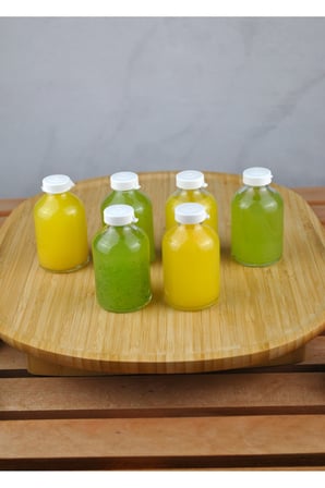 6 Adet Cam Ginger Shot Detox Şişesi Sızdırmaz Plastik Kapaklı Çok Amaçlı 50ml