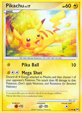 Pokemon Pikachu 60HP Kart