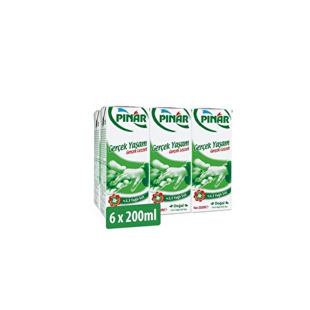 Pınar %3,3 Yağlı Süt 200 Ml X 6 Adet