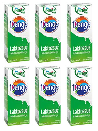 Pınar Denge Laktozsuz Süt 200 Ml X 6 Adet